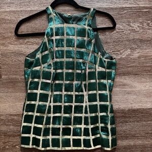 Vintage Green and Gold Women's Top